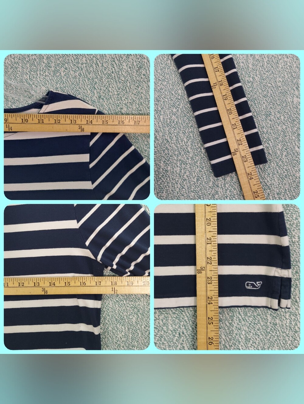 Vineyard Vines Navy and White Striped Long Sleeve Top, Wmns M - Picture 7 of 9